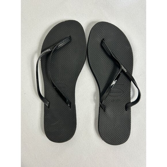 Havaianas Women's Open toe Flip Flops in Black  - Sz 9/10 - Picture 1 of 4